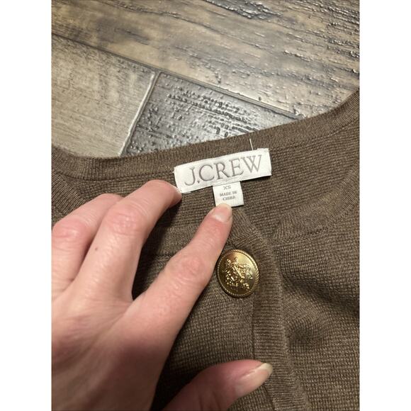 J Crew Long Giselle Sweater Gold Buttons Brown Womens XS - Picture 4 of 7